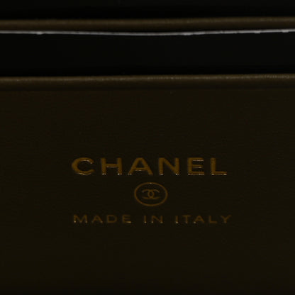 Chanel Calfskin Lizard Embossed Top Handle Slim Vanity With Chain  Dark Khaki 5 of 10