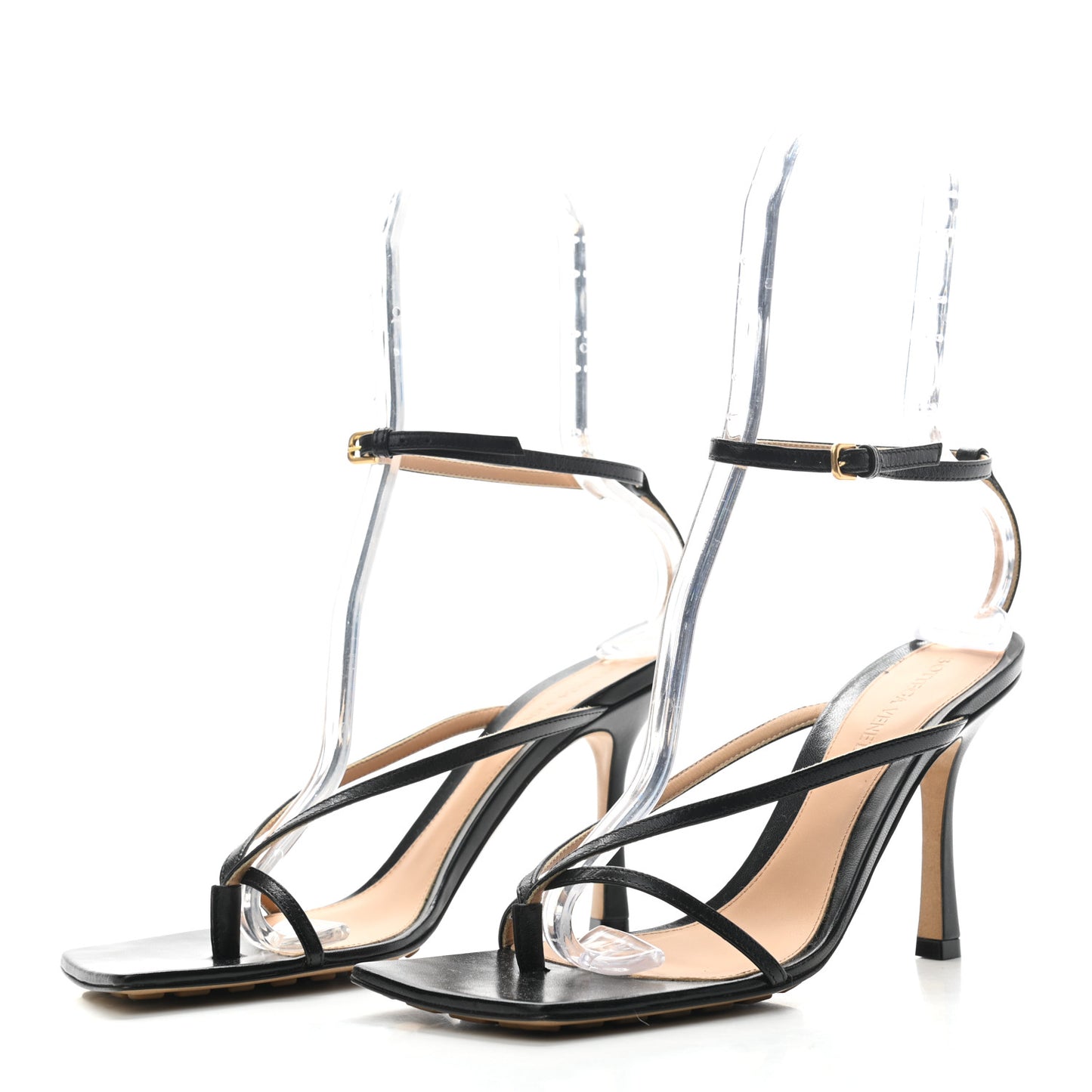 Lambskin Stretch Multi Strap 90mm Sandals 39 Black