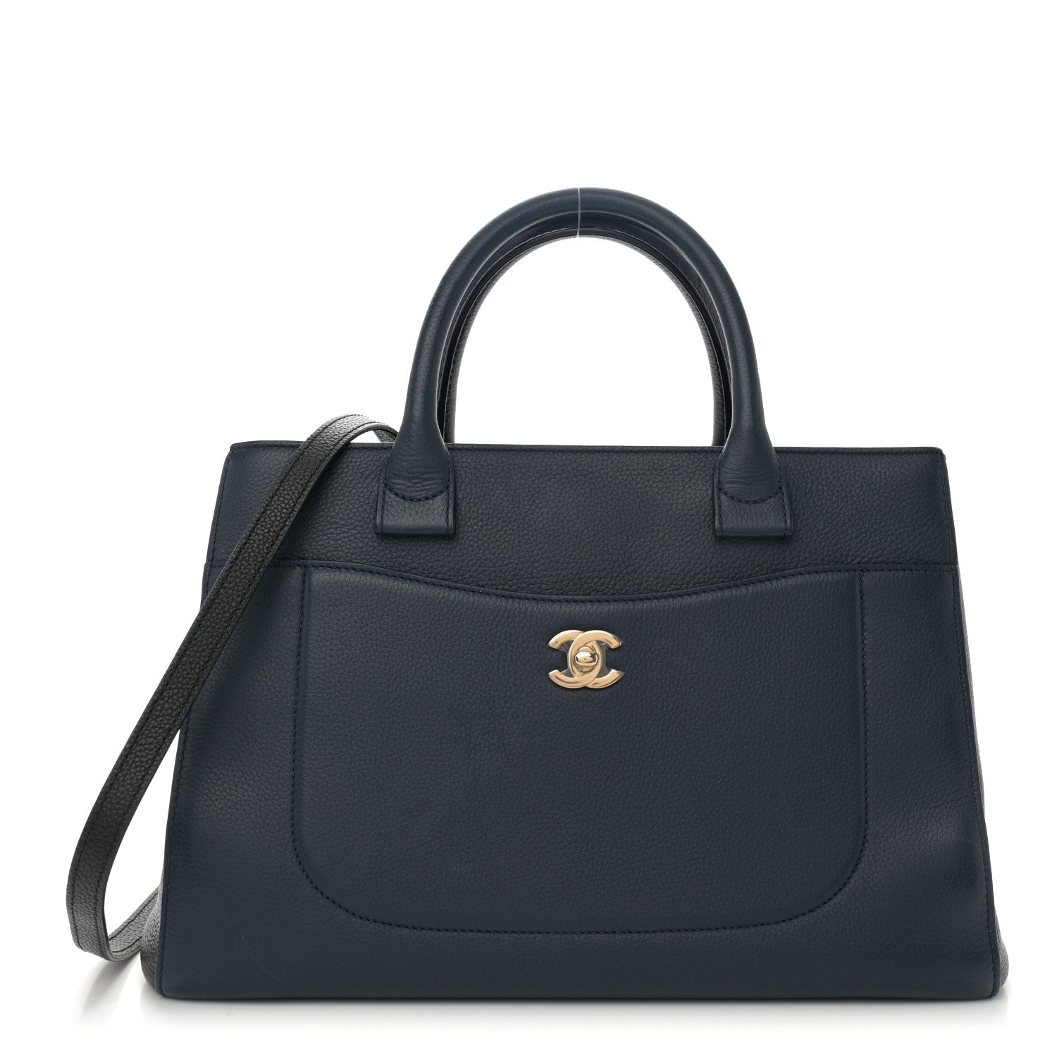 Chanel Grained Calfskin Neo Executive Shopper Tote Dark Blue Black 1 of 16