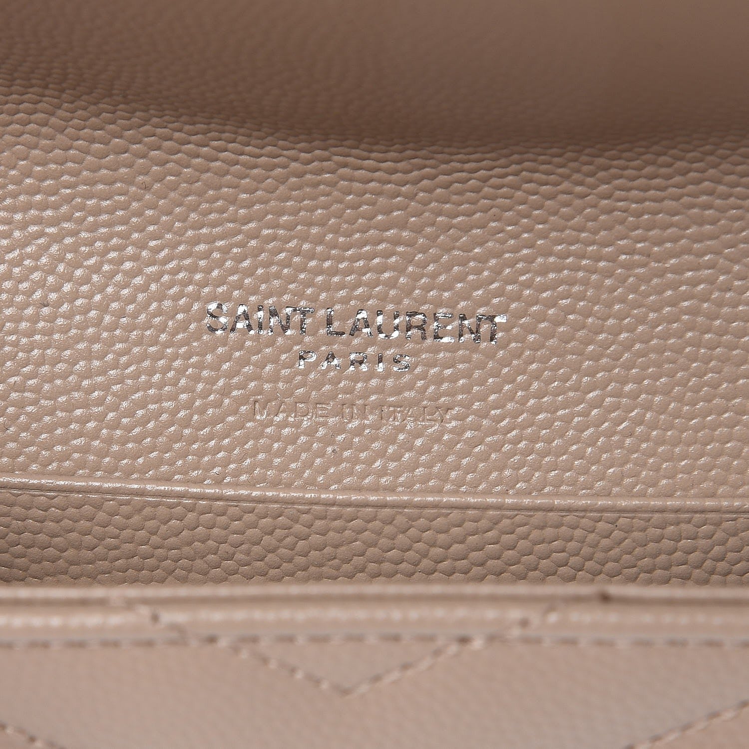 Saint Laurent Grain De Poudre Matelasse Chevron Small Monogram Envelope Wallet Dark Beige 7 of 8