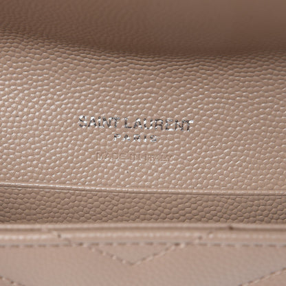 Saint Laurent Grain De Poudre Matelasse Chevron Small Monogram Envelope Wallet Dark Beige 7 of 8