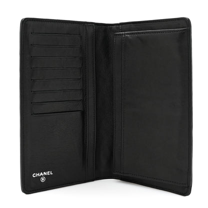Chanel Lambskin Camellia Embossed Yen Wallet Black 5 of 10