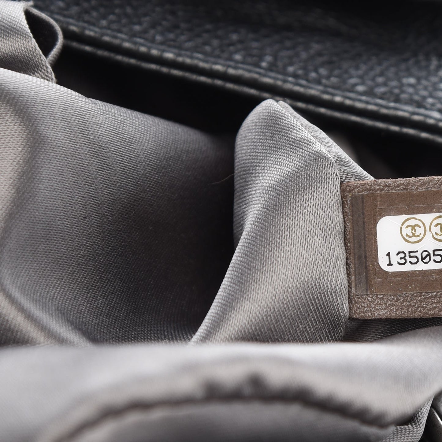 Glazed Caviar Flap Hobo Dark Grey