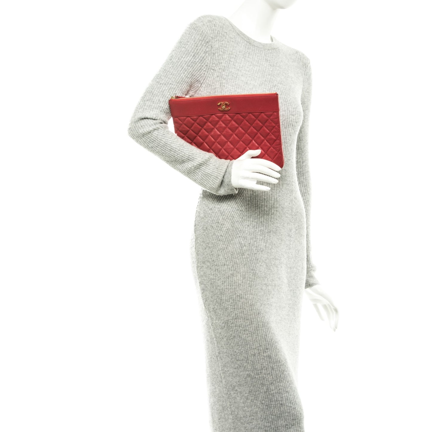 Sheepskin Quilted Medium Vintage Mademoiselle Cosmetic Case Red
