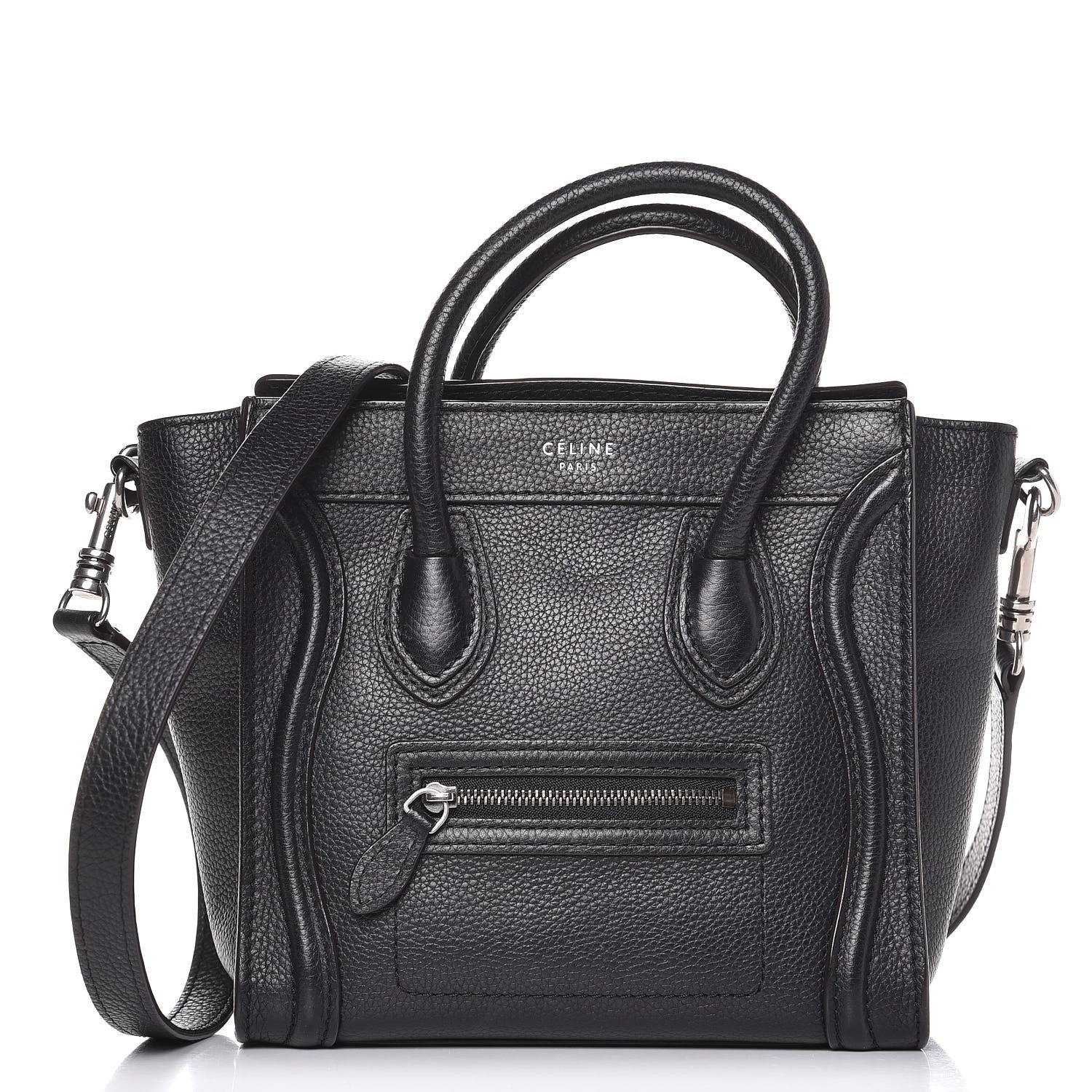 Celine Drummed Calfskin Nano Luggage Black 1 of 8