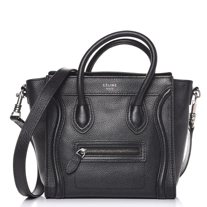 Celine Drummed Calfskin Nano Luggage Black 1 of 8