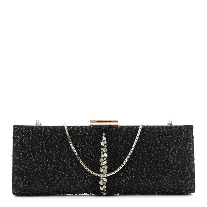 Salvatore Ferragamo Satin Sequin Kameron Clutch Black 1 of 11