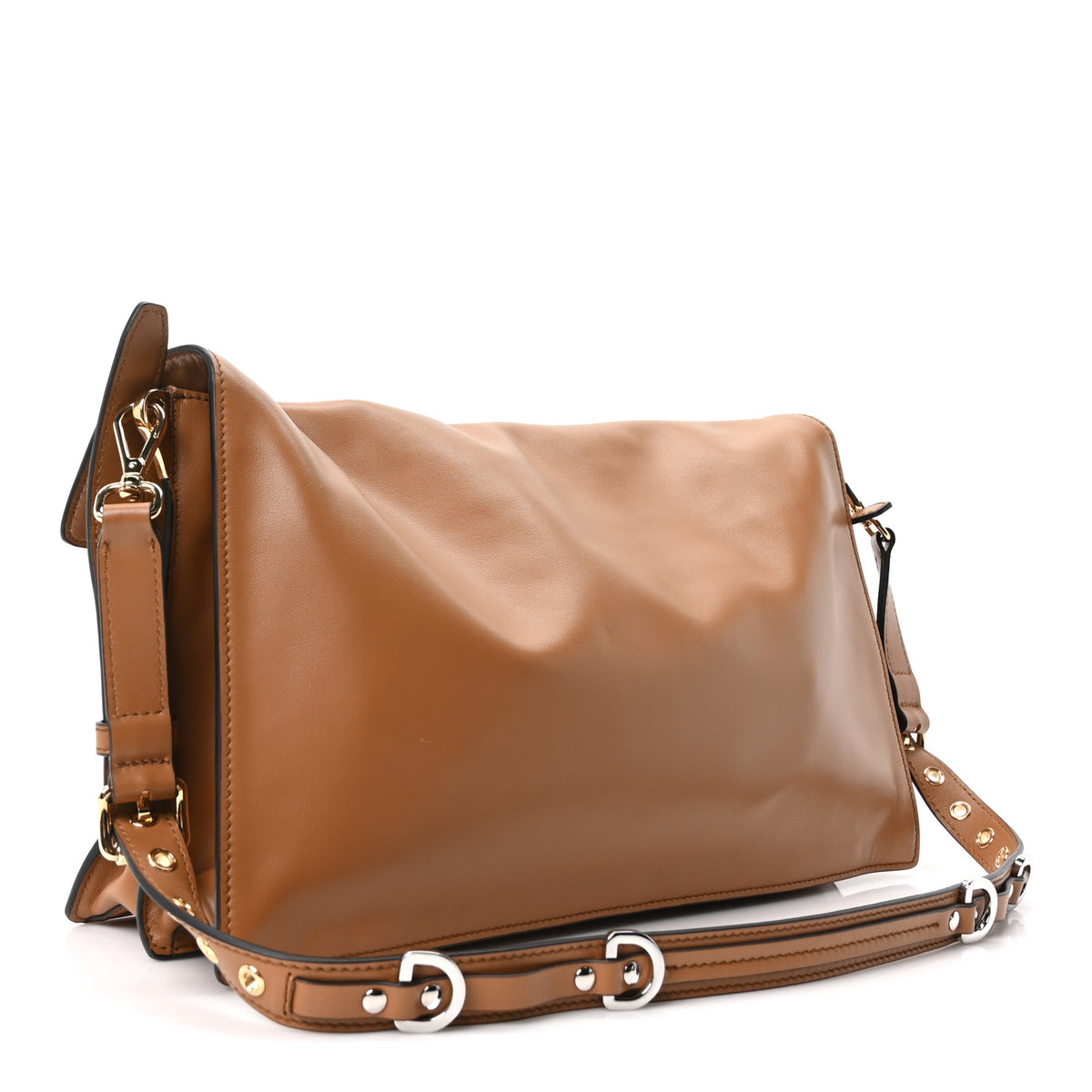 Prada Calfskin Large Soft Sound Shoulder Bag Camel 3 of 11