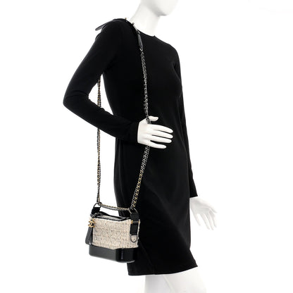 Chanel Tweed Calfskin Quilted Small Gabrielle Hobo Black 2 of 7