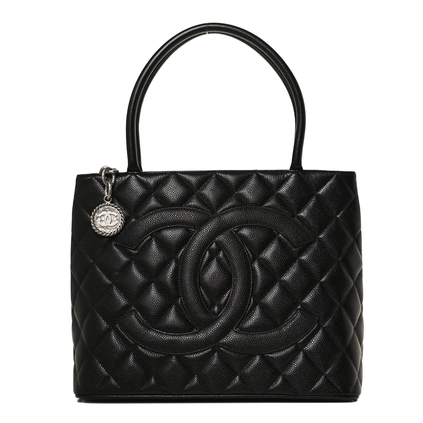 Caviar Quilted Medallion Tote Black