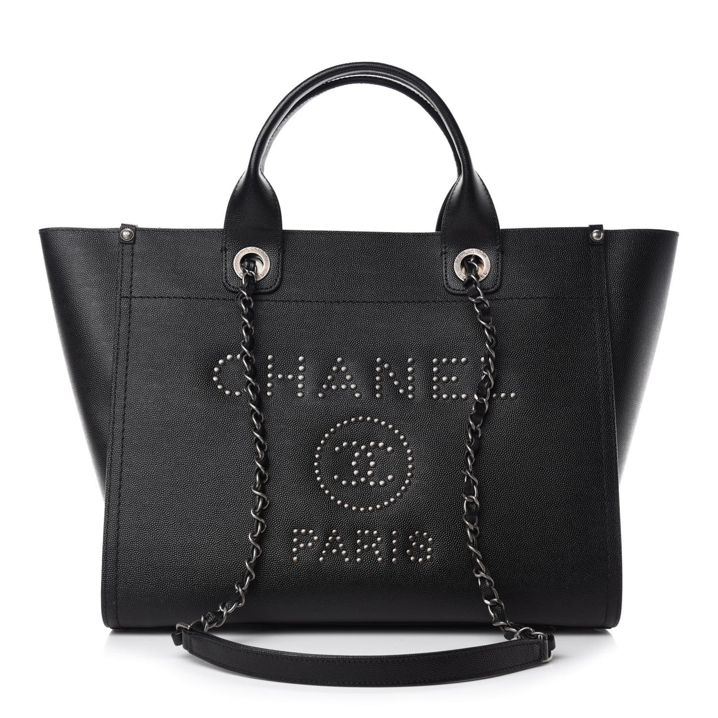 Caviar Small Studded Deauville Tote Black