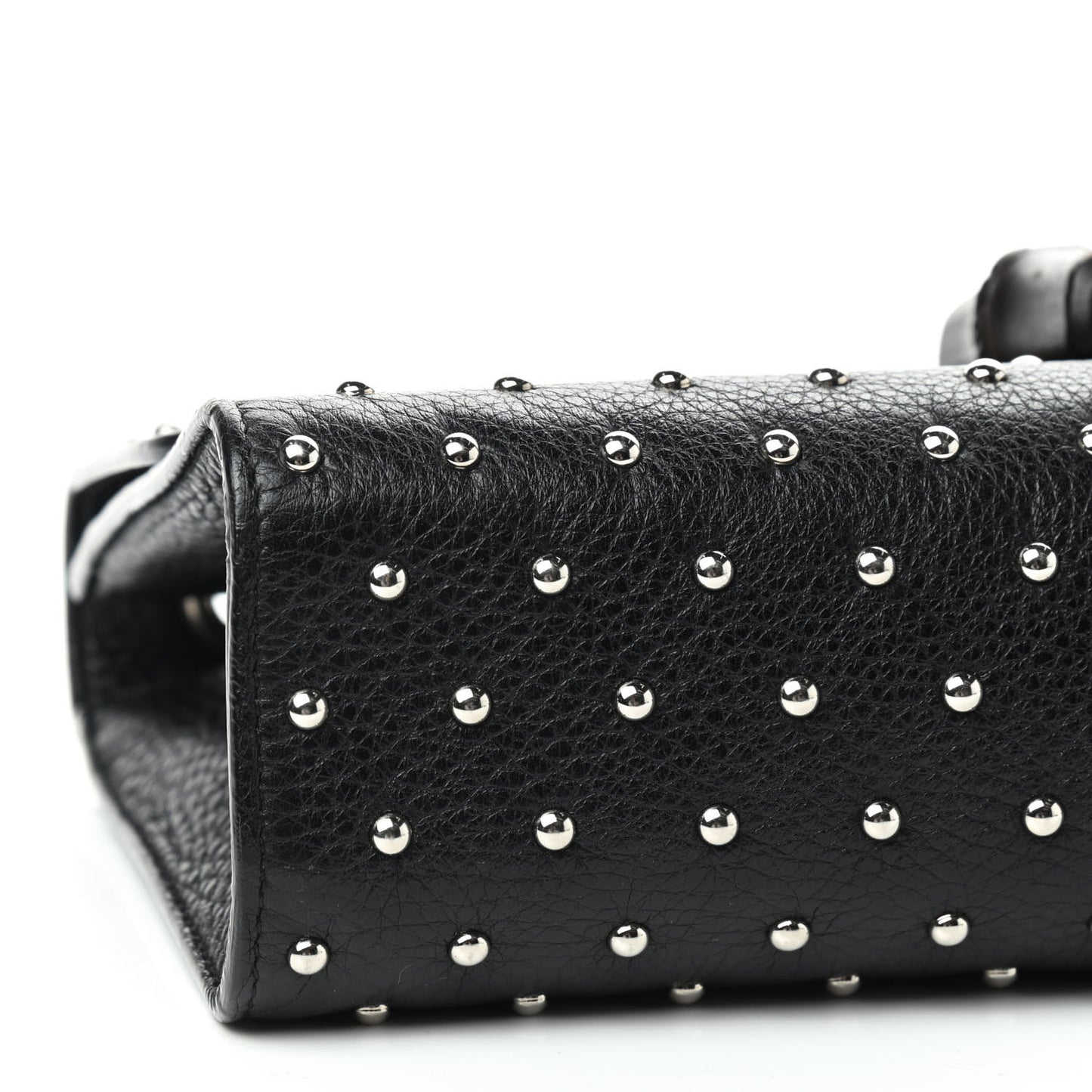 Calfskin Studded Medium Miss Bamboo Shoulder Bag Black