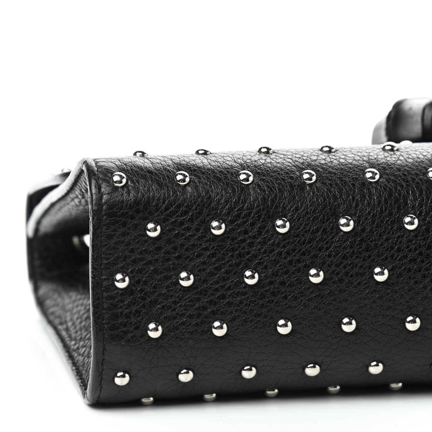 Gucci Calfskin Studded Medium Miss Bamboo Shoulder Bag Black 6 of 9