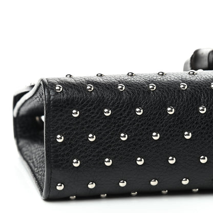 Gucci Calfskin Studded Medium Miss Bamboo Shoulder Bag Black 6 of 9