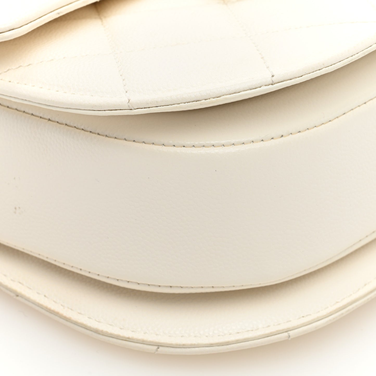 Calfskin Quilted Moon Messenger White