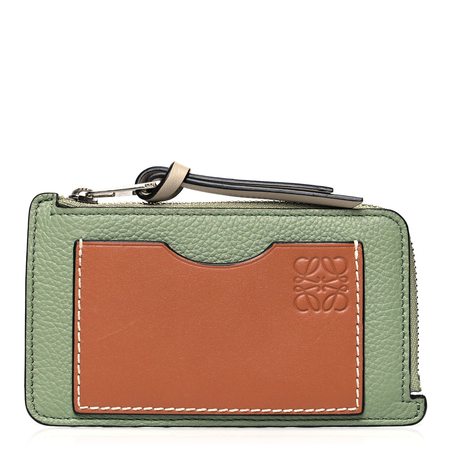 Soft Grained Calfskin Coin Card Holder Rosemary Tan
