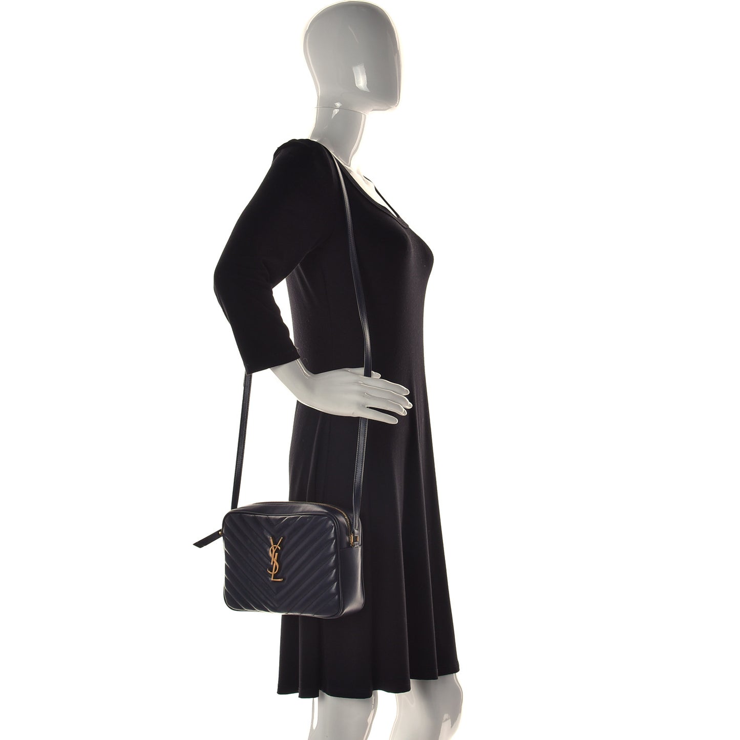 Calfskin Matelasse Monogram Lou Camera Bag Black