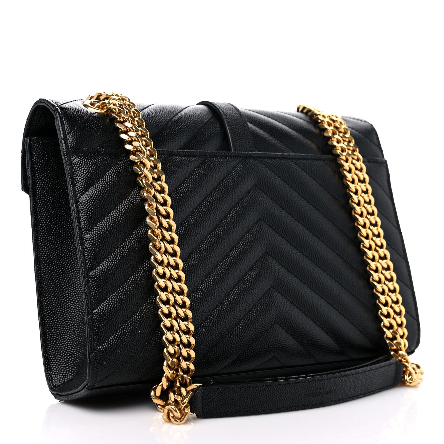 Saint Laurent Grain De Poudre Matelasse Chevron Medium Monogram Satchel Black 3 of 14