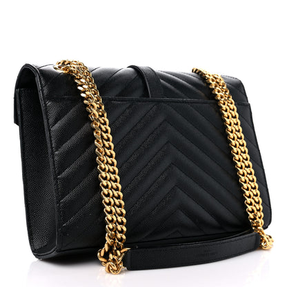 Saint Laurent Grain De Poudre Matelasse Chevron Medium Monogram Satchel Black 3 of 14