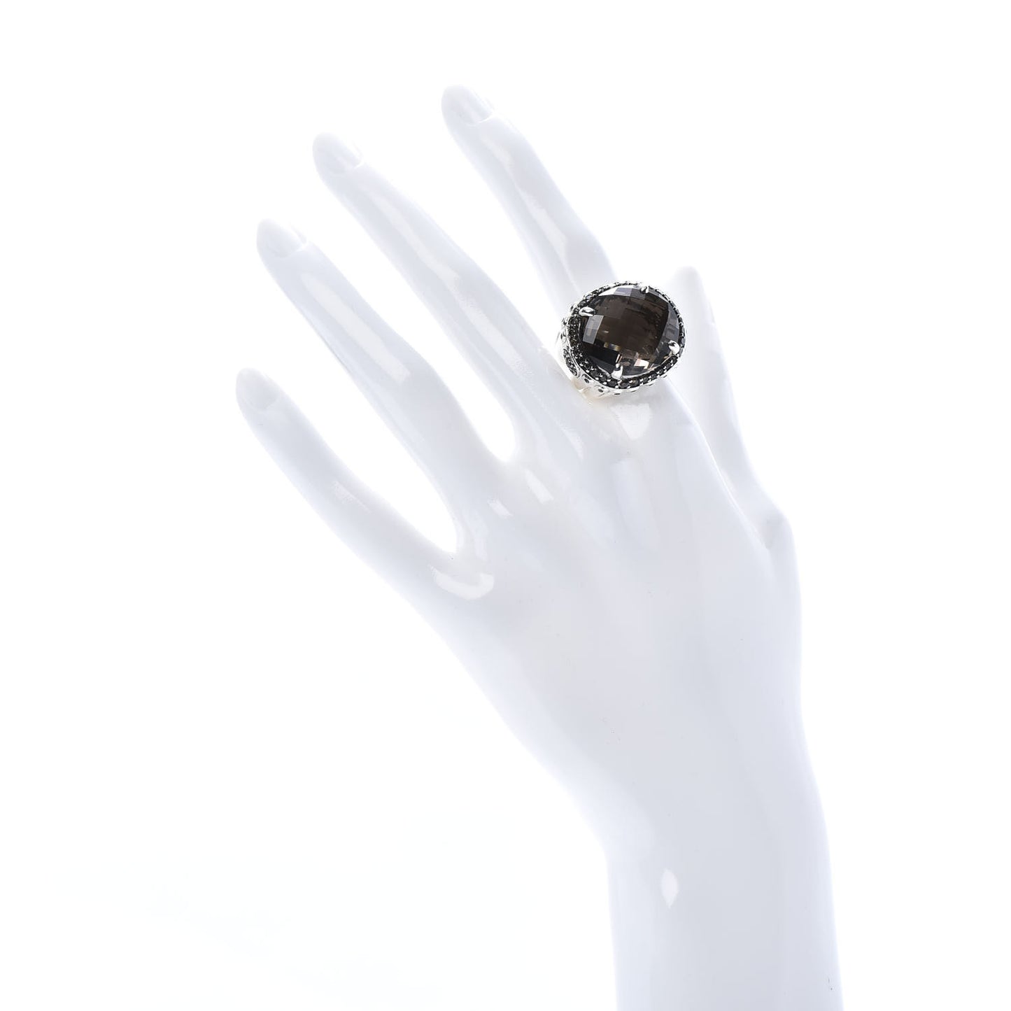 Sterling Silver Smoky Topaz Bamboo Dome Ring 54 7