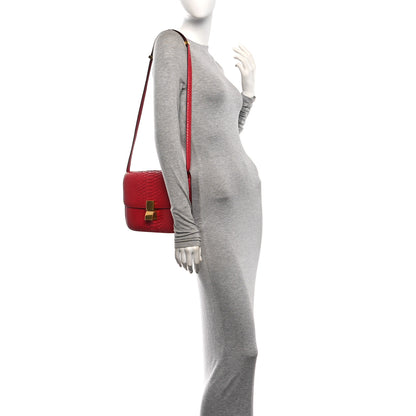 Celine Snakeskin Medium Classic Box Flap Red 2 of 10