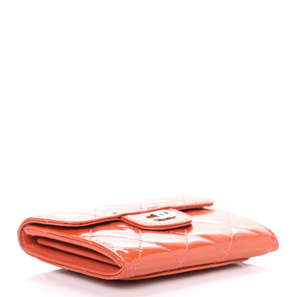 Chanel Patent Quilted Flap Card Holder Wallet Coral 3 of 4