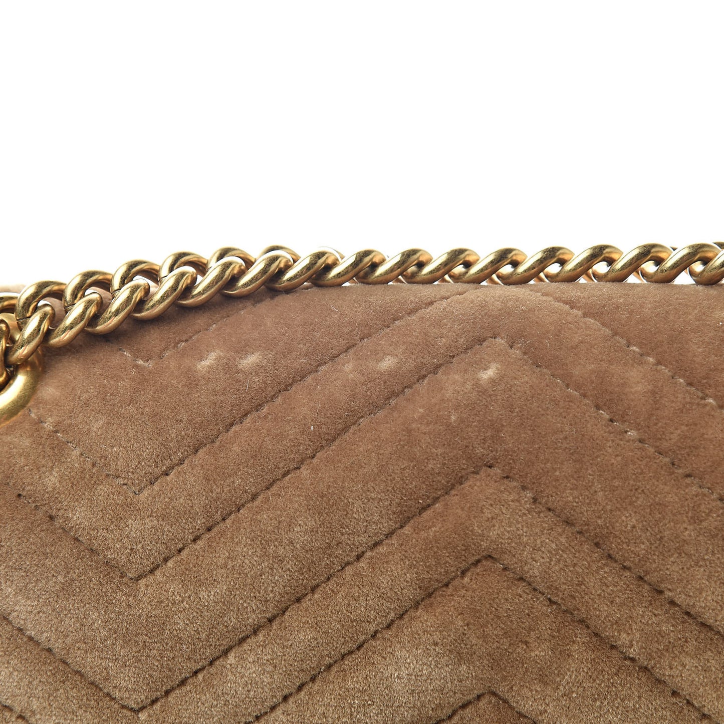 Velvet Matelasse Small GG Marmont Shoulder Bag Taupe