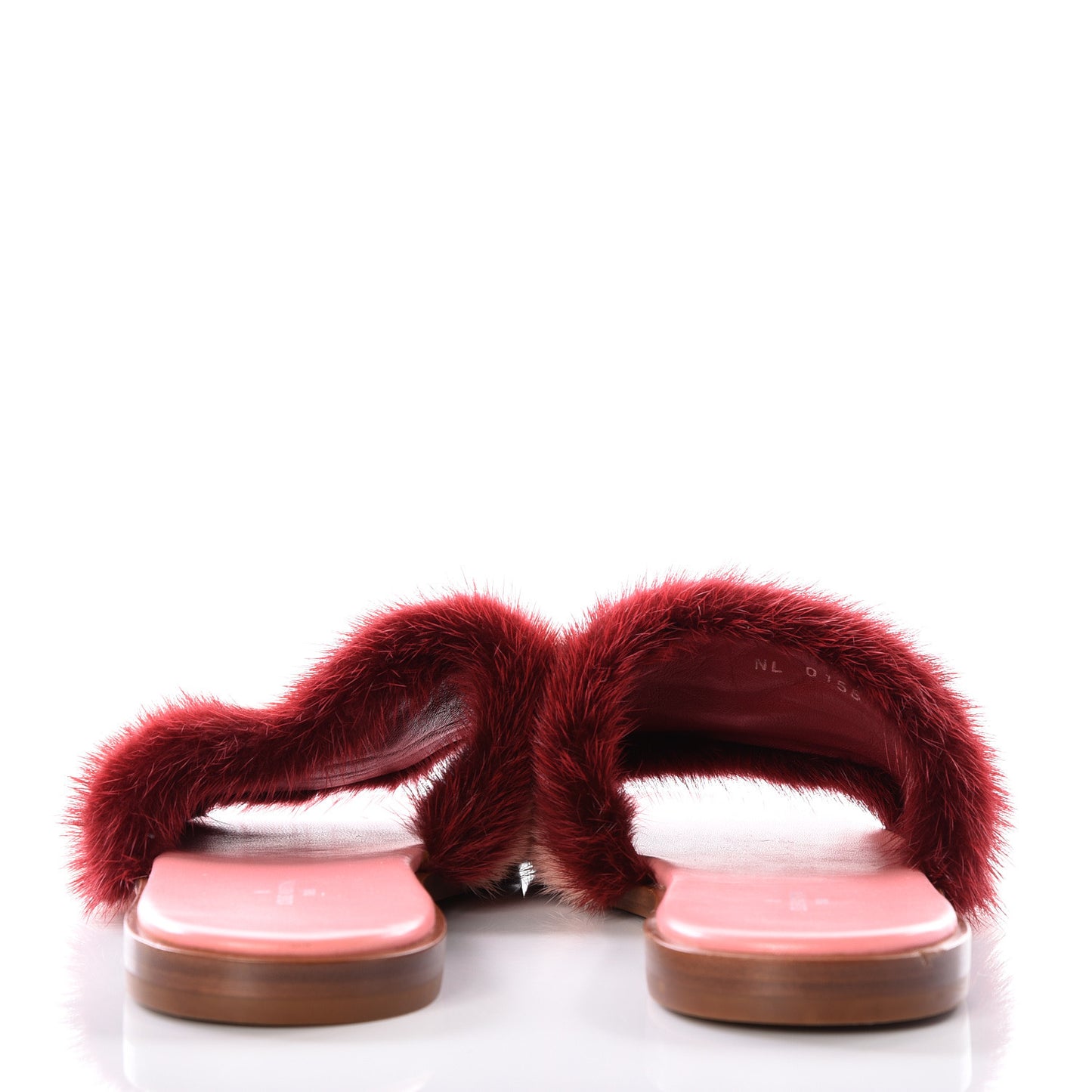 Mink Fur Lock It Flat Mule 37.5 Bordeaux