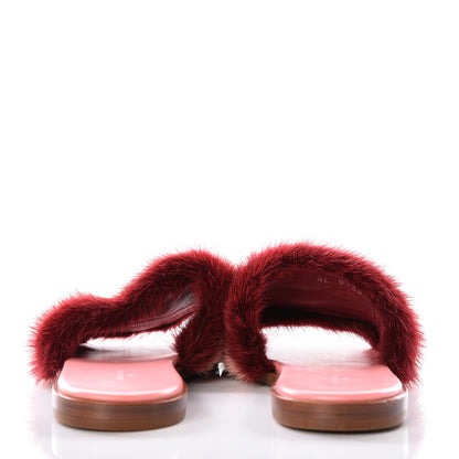 Louis Vuitton Mink Fur Lock It Flat Mule 37.5 Bordeaux 7 of 11
