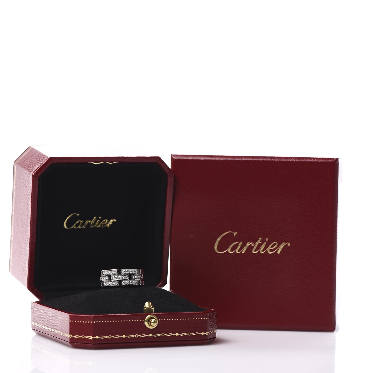 Cartier 18K White Gold Diamond Maillon Panthere 3 Half Rows Paved Ring 52 6 6 of 7