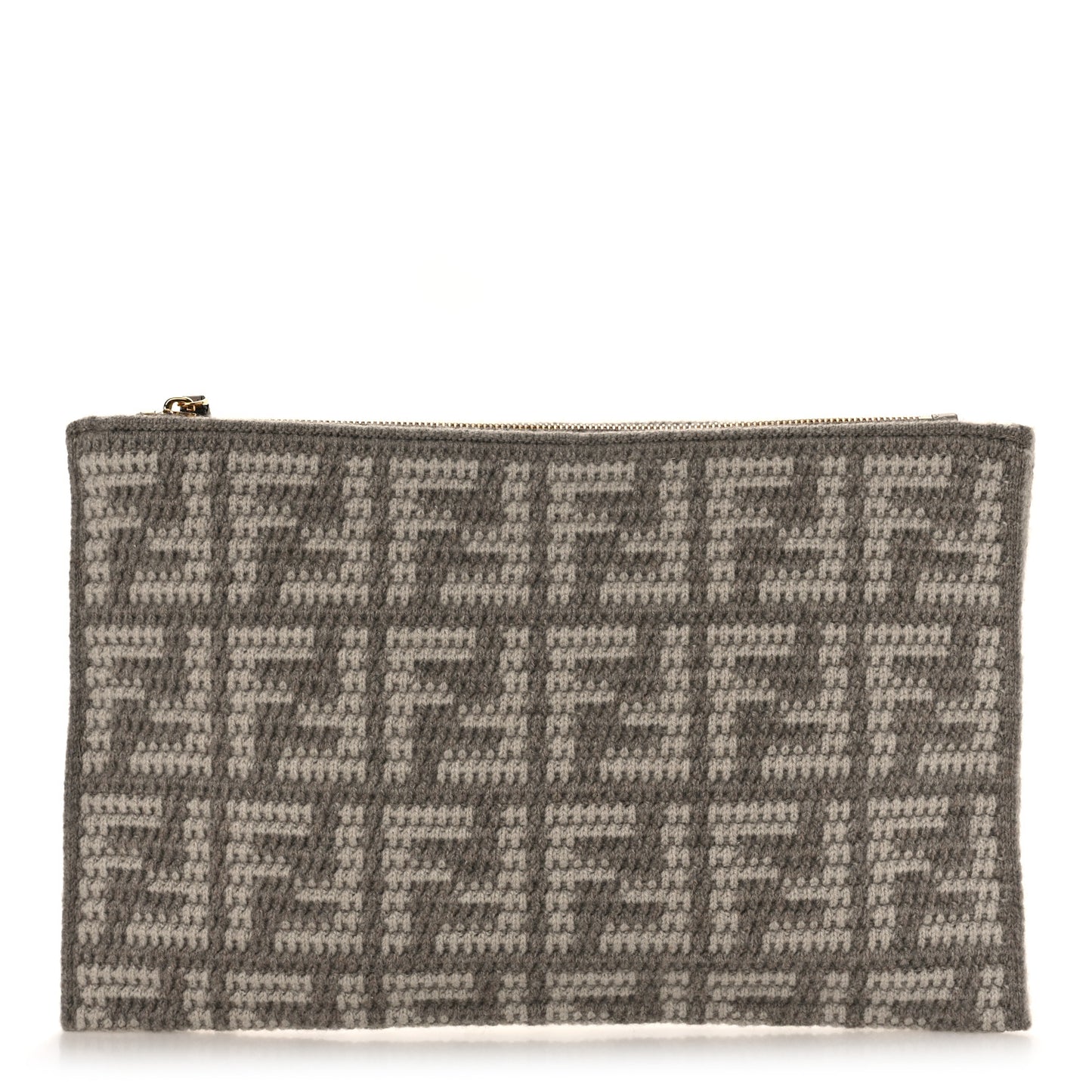 Fabric Calfskin FF Woven Large Flat Pouch Corda