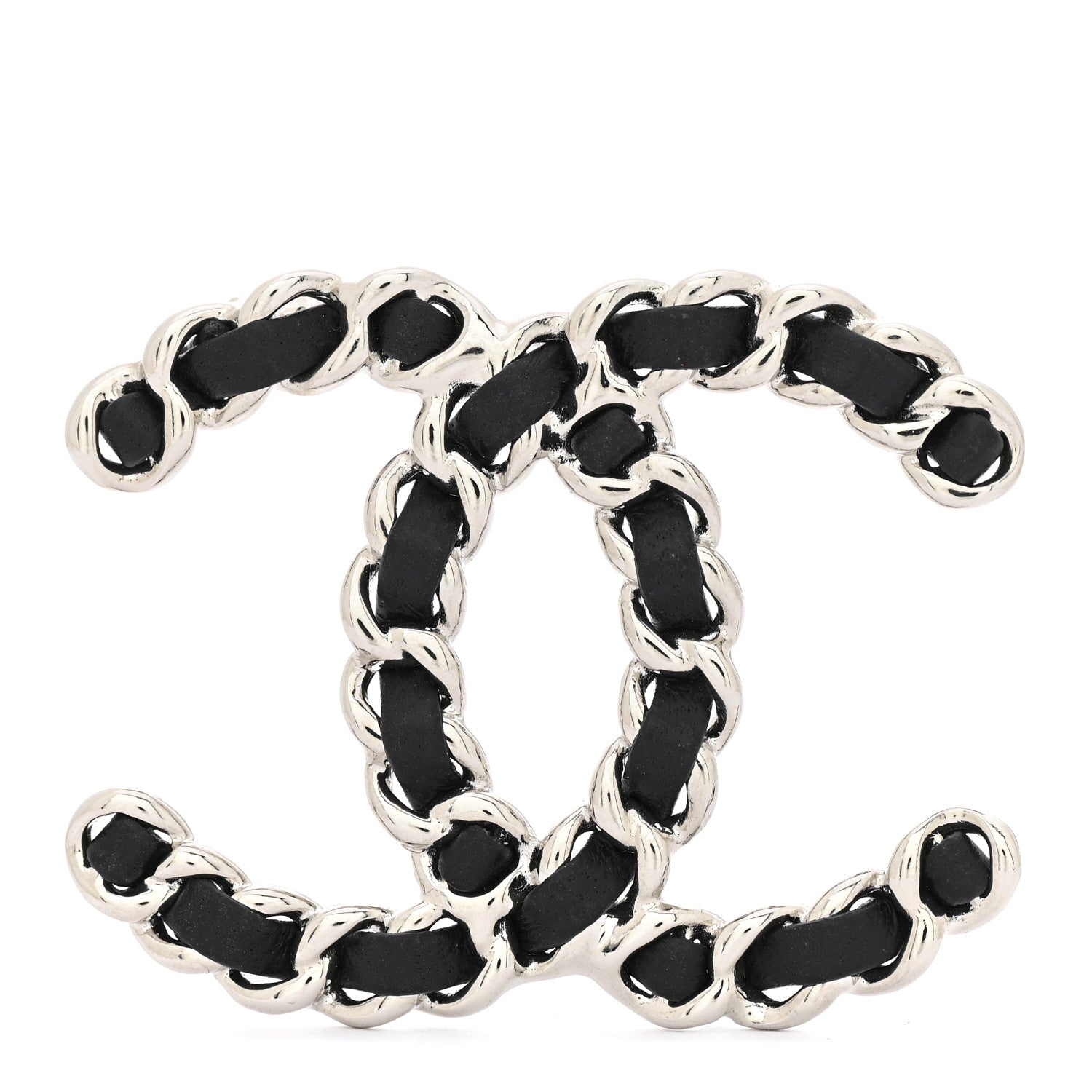 Chanel Lambskin Chain CC Brooch Black Silver 1 of 4