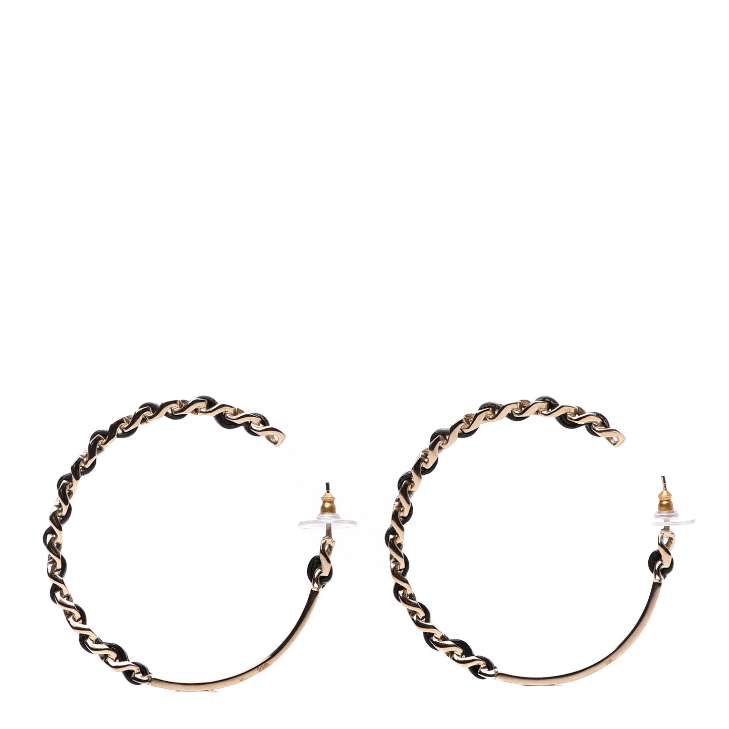 Metal Lambskin Crystal Sergeant Chanel Hoop Earrings Gold Gold