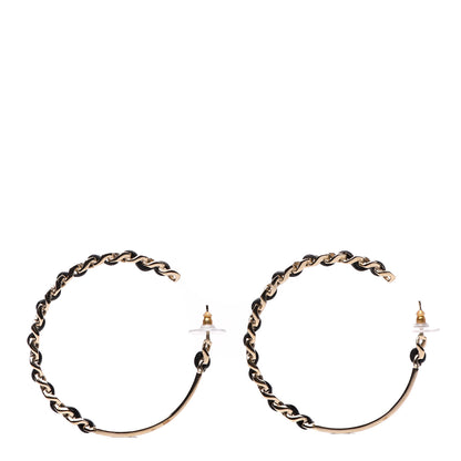 Chanel Metal Lambskin Crystal Sergeant Chanel Hoop Earrings Gold Gold 5 of 6