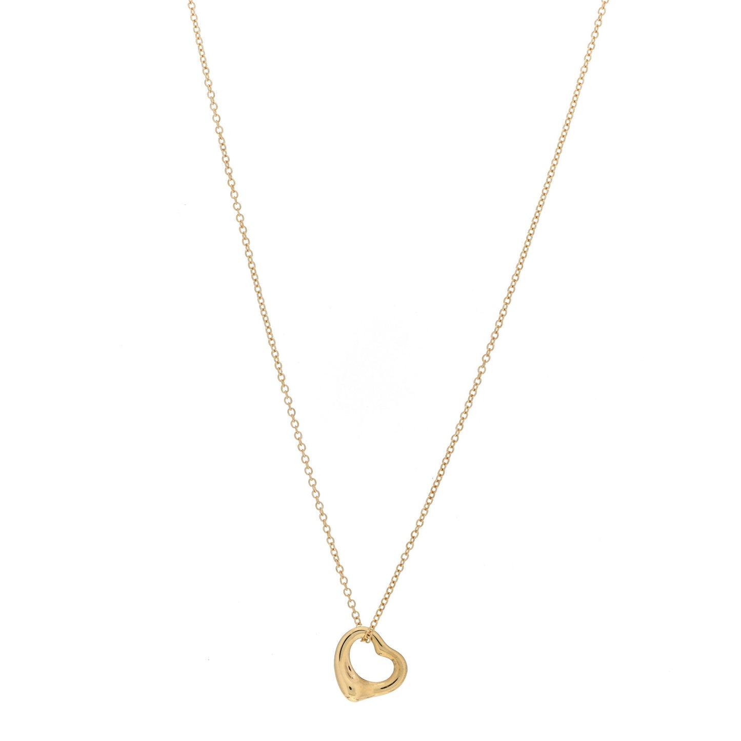 18K Yellow Gold 11mm Elsa Peretti Open Heart Pendant Necklace