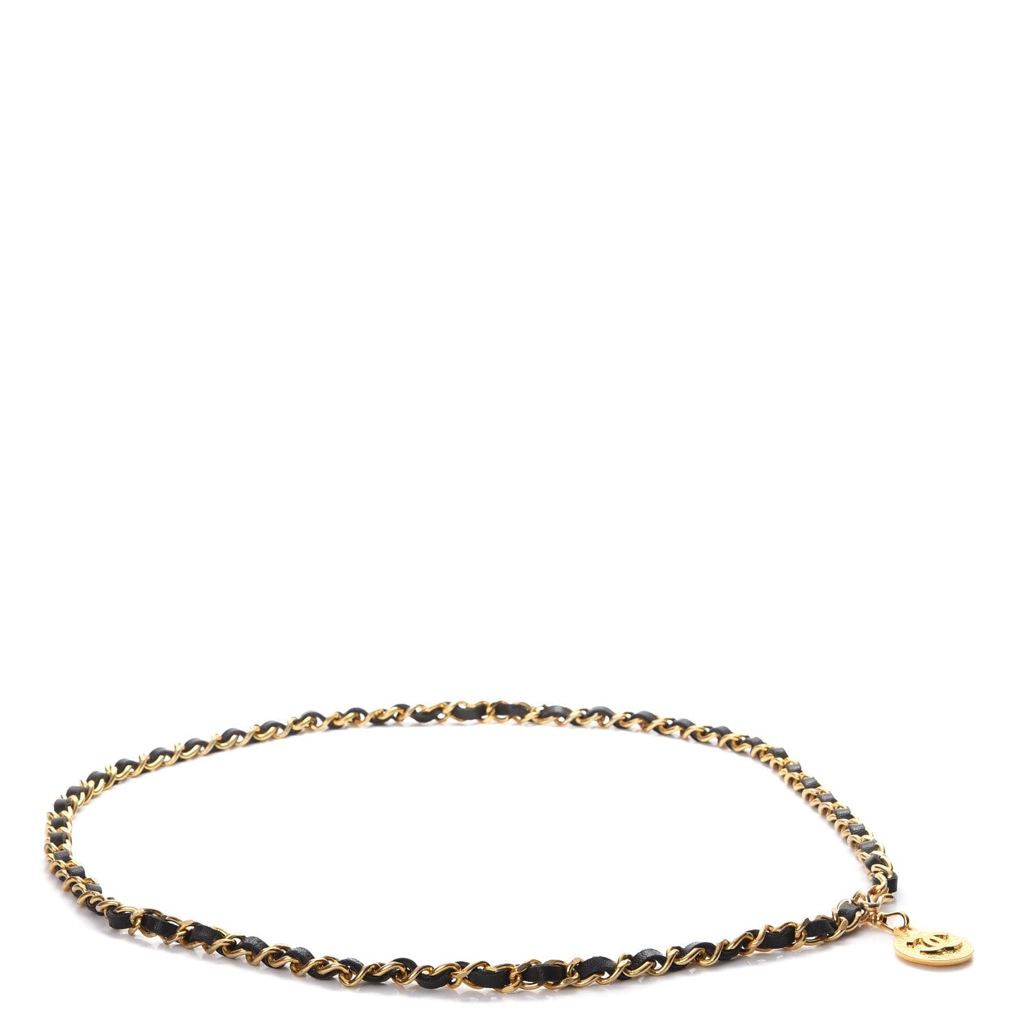 Chanel CHANE Lambskin Chain CC Medallion Belt Black Gold 1 of 7
