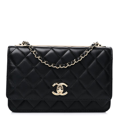 Chanel Lambskin Quilted Trendy CC Wallet On Chain WOC Black 1 of 12