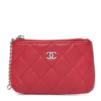 Chanel Lambskin Quilted Key Holder Case Dark Pink 1 of 10