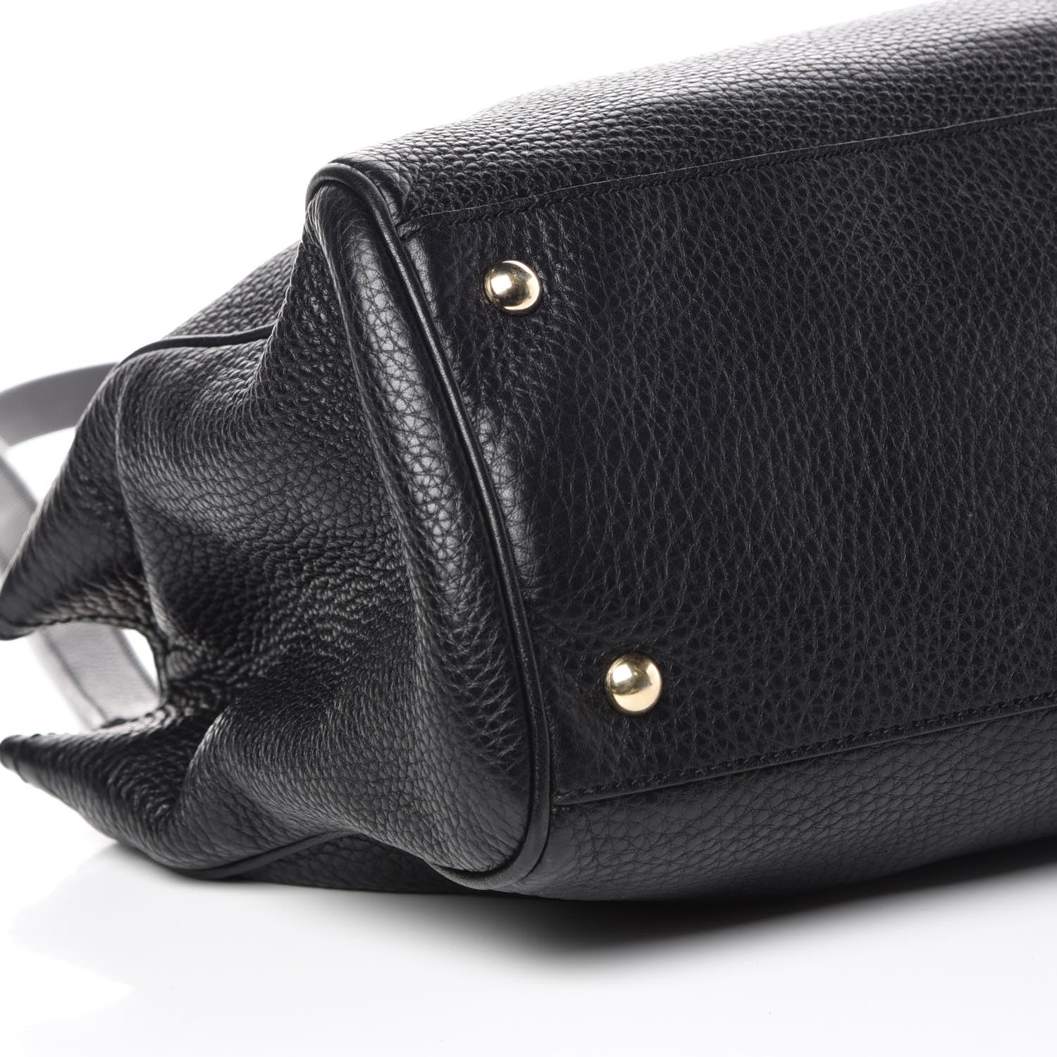 Gucci Pebbled Calfskin Medium Bamboo Shopper Tote Black 6 of 11