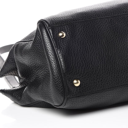 Gucci Pebbled Calfskin Medium Bamboo Shopper Tote Black 6 of 11