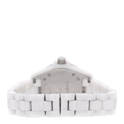 Chanel Stainless Steel Ceramic Diamond Mother of Pearl 33mm J12 Quartz Watch White 3 of 4