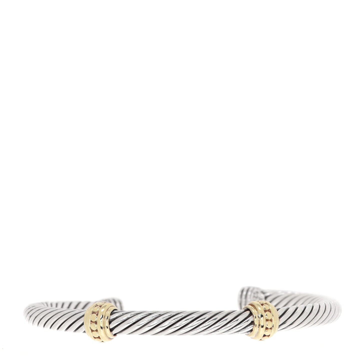 Sterling Silver 14K Yellow Gold 5mm Cable Classics Two Station Bracelet