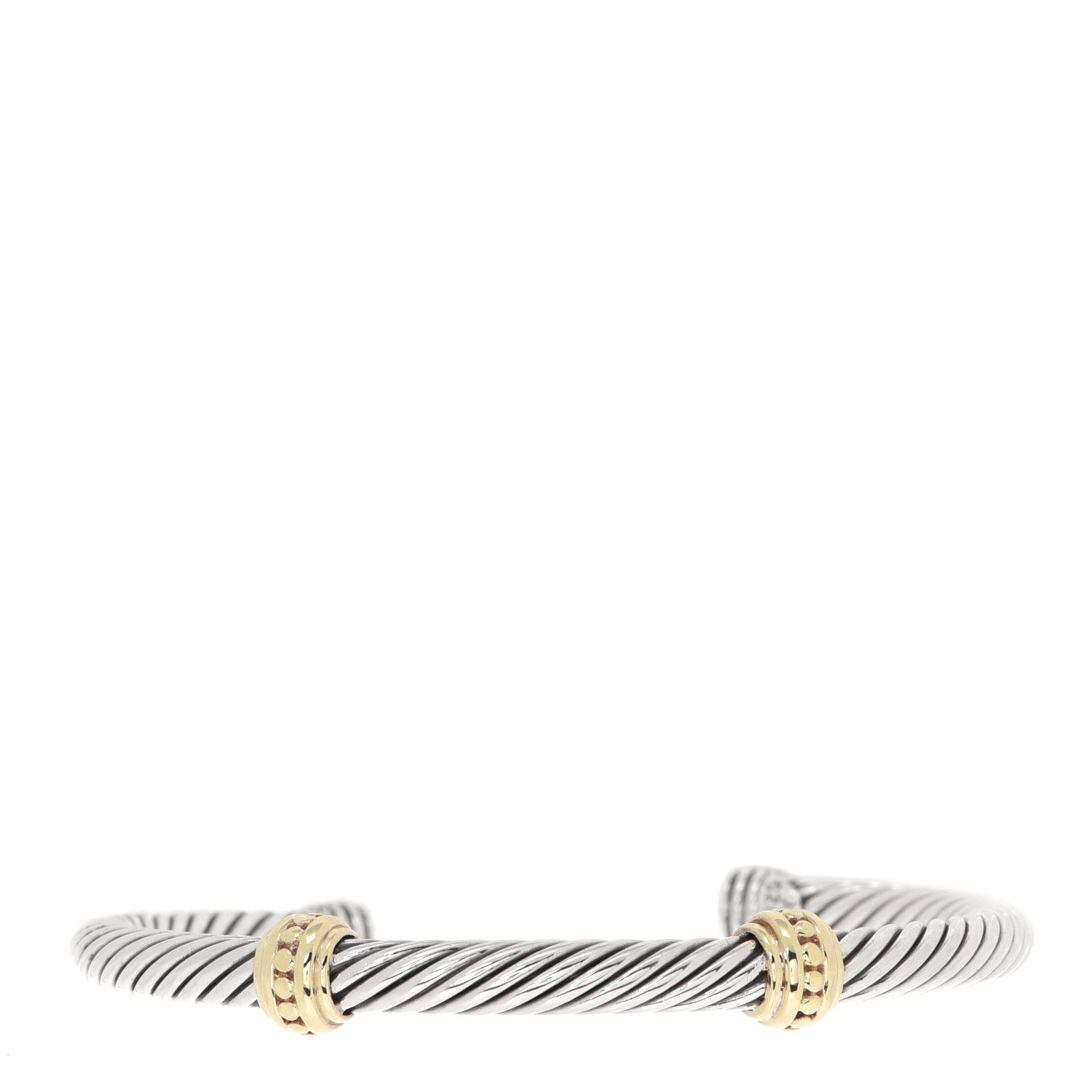 David Yurman Sterling Silver 14K Yellow Gold 5mm Cable Classics Two Station Bracelet 1 of 4