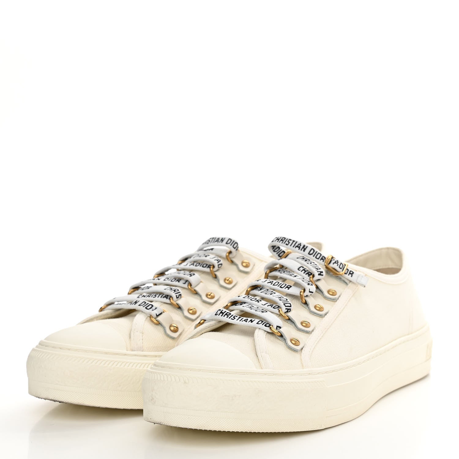 Christian Dior Canvas Dot Walk'N'Dior Low Top Sneakers 39 Milk 3 of 10