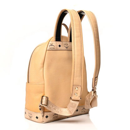 MCM Calfskin Visetos Small Backpack Beige 2 of 10