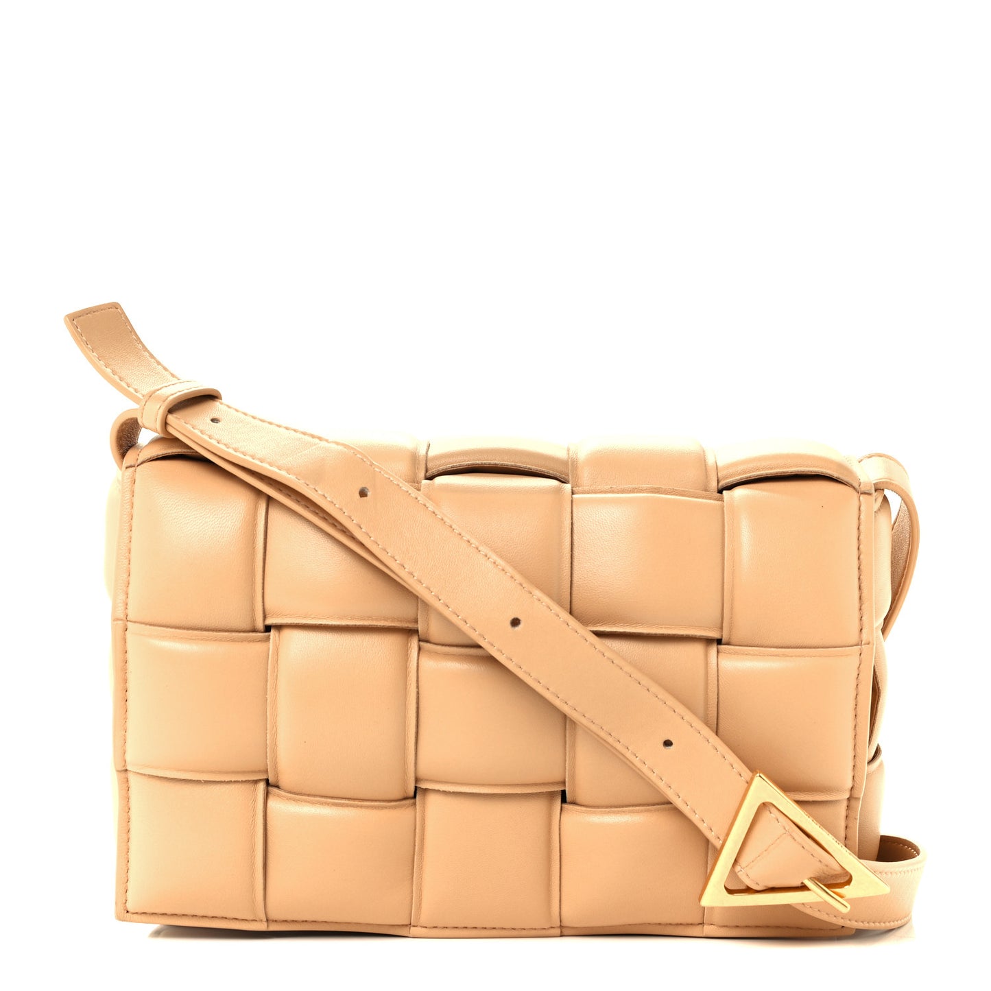Nappa Maxi Intreccio Padded Cassette Crossbody Bag Almond