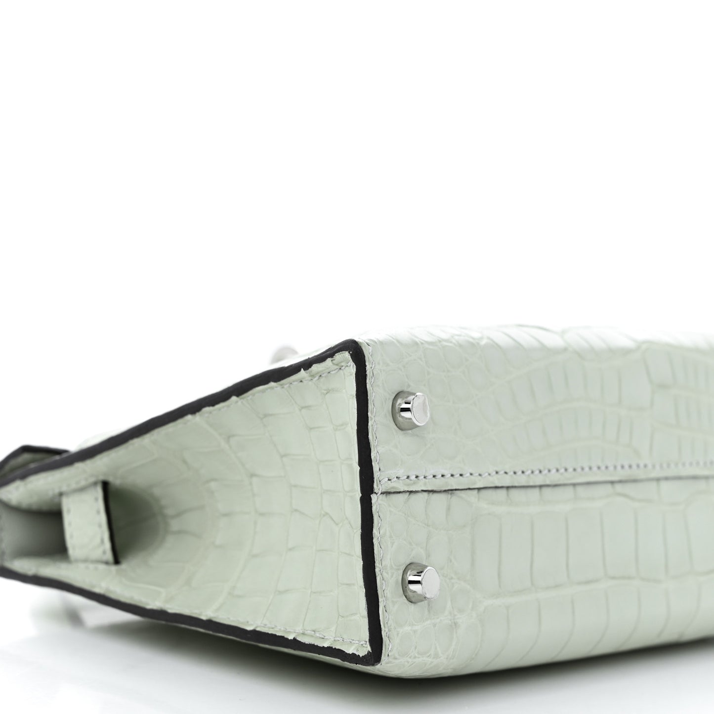 Matte Alligator Mini Kelly Sellier 20 Gris Neve