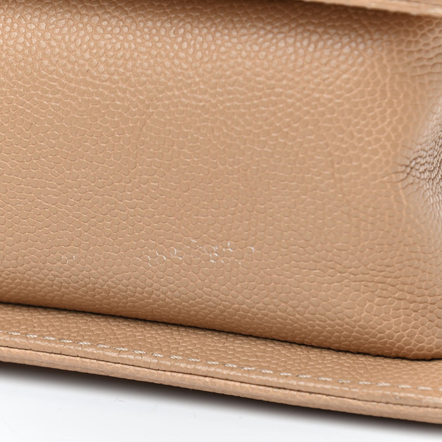 Caviar Quilted Small Boy Flap Beige