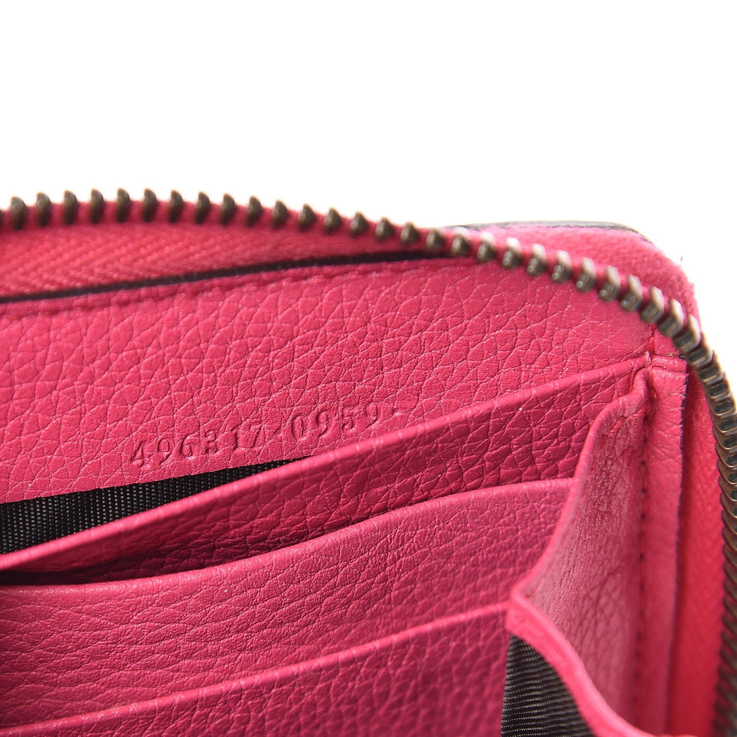 Grained Calfskin Logo Zip Around Wallet Box Pink Green