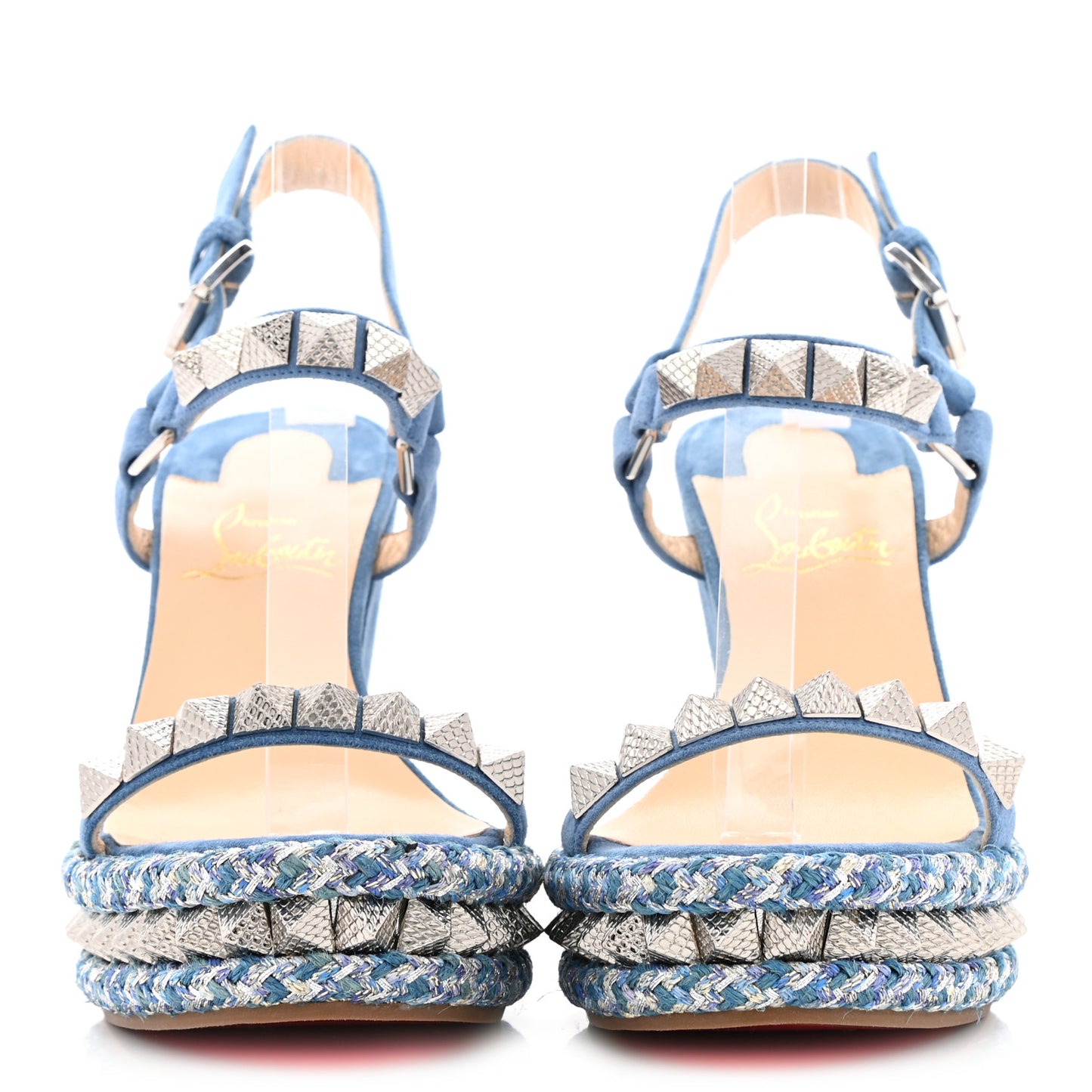 Veau Velours Pyraclou 110 Wedge Sandals 36 Blue